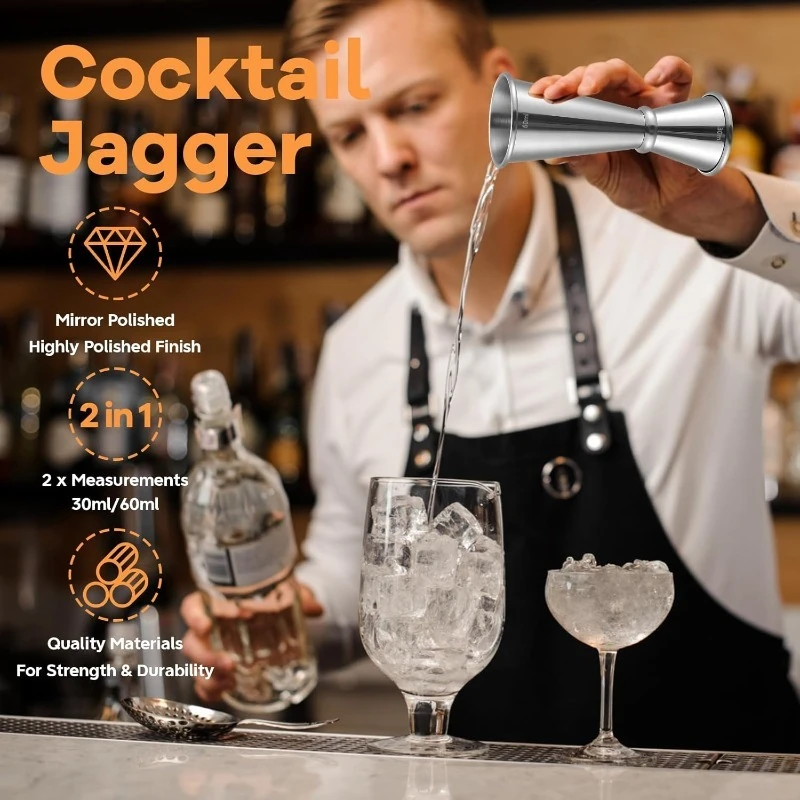 Aço inoxidável 30/60ml cocktai - Spirit Measure Jigger avaliação e preço